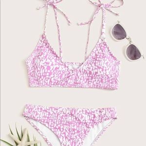 SHEIN Pink + White Two Piece Swimsuit